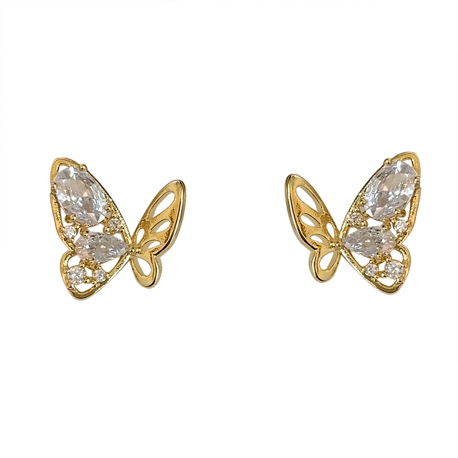1 Pair Sweet Simple Style Butterfly Plating Inlay Copper Zircon 18K Gold Plated Ear Studs display picture 2