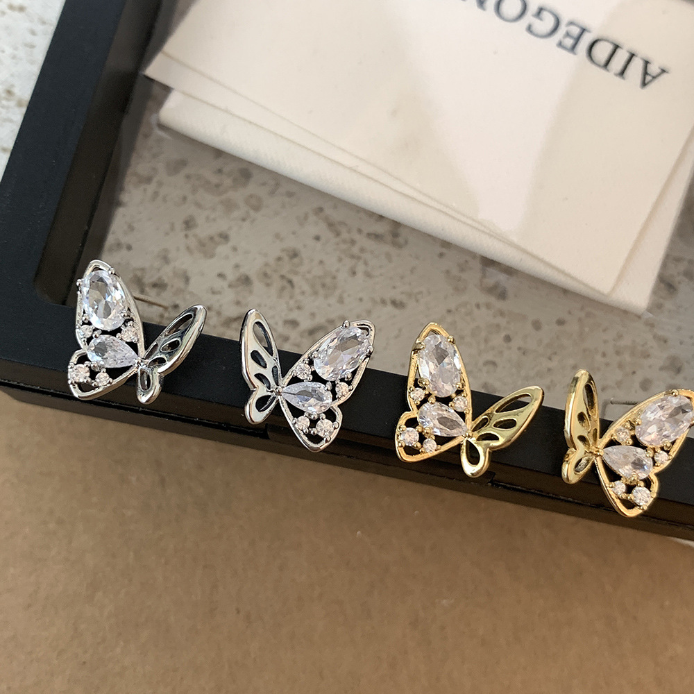 1 Pair Sweet Simple Style Butterfly Plating Inlay Copper Zircon 18K Gold Plated Ear Studs display picture 3