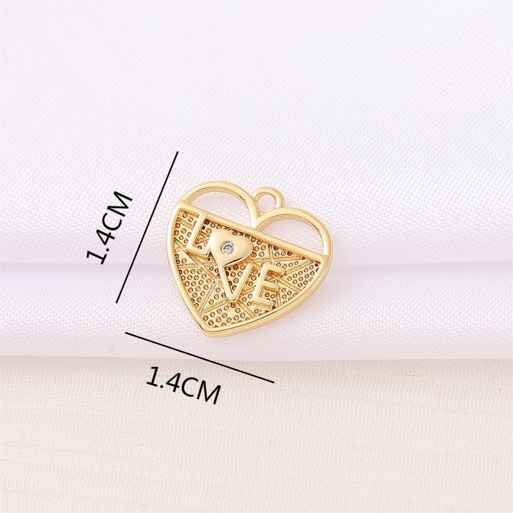 1 Piece 14 * 14mm Copper Zircon 18K Gold Plated Love Heart Shape Polished Pendant display picture 2