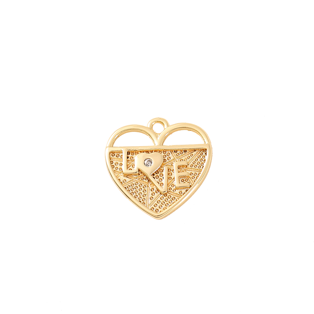 1 Piece 14 * 14mm Copper Zircon 18K Gold Plated Love Heart Shape Polished Pendant display picture 6