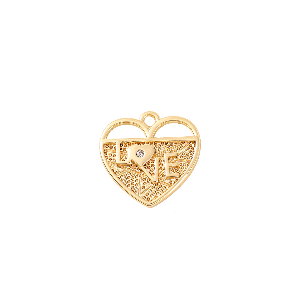 1 Pieza 14x14mm Cobre Circón Chapados en oro de 18k Amor Forma De Corazón Pulido Colgante display picture 6