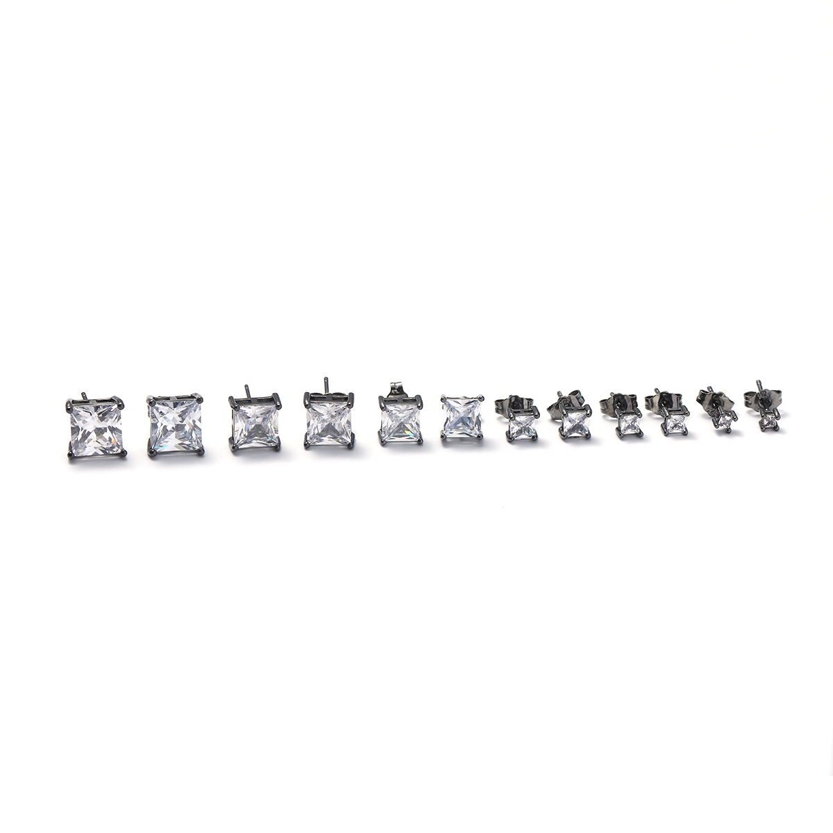 1 Pair Elegant Solid Color Square Plating Inlay Copper Zircon Ear Studs display picture 5