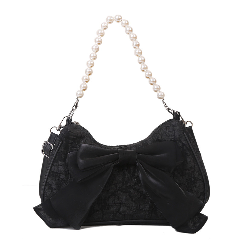 Women's PVC Bow Knot Elegant Pearls Lace Square Zipper Shoulder Bag display picture 5