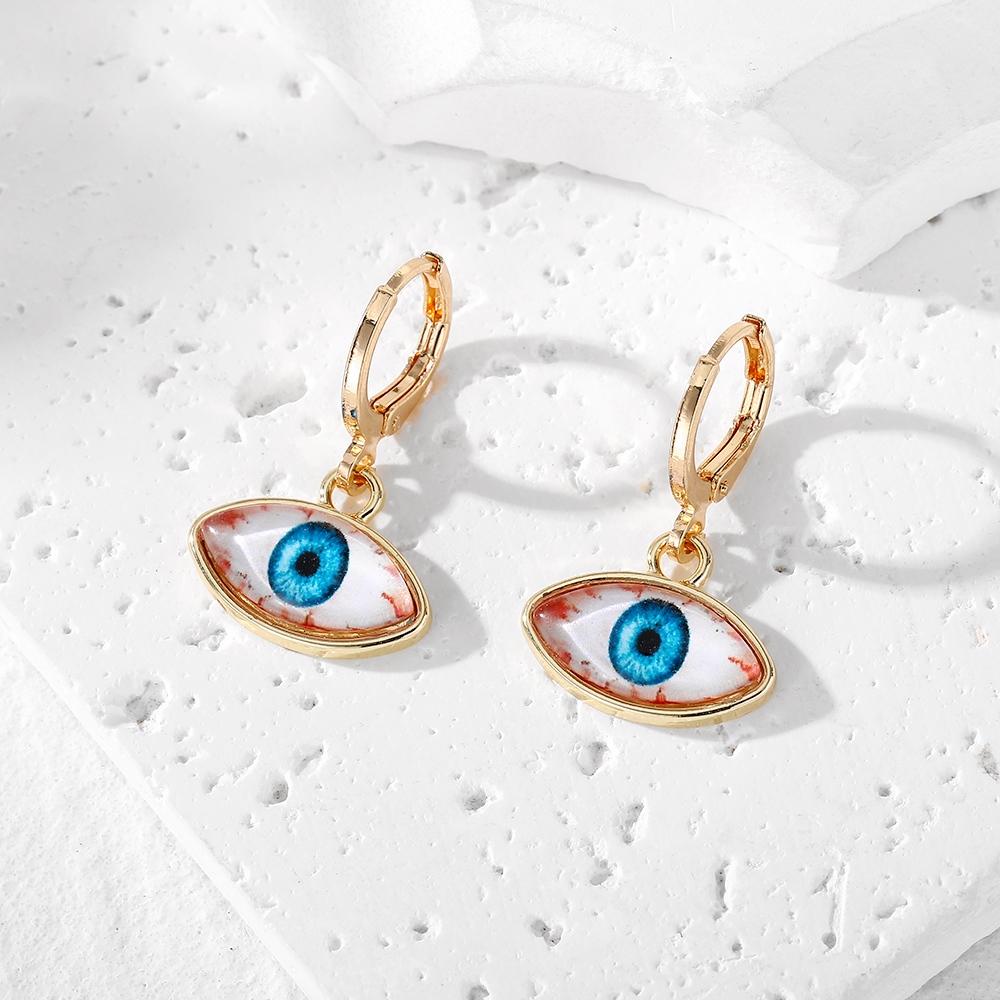 1 Pair Vintage Style Simple Style Eye Plating Alloy Glass Silver Plated Drop Earrings display picture 3