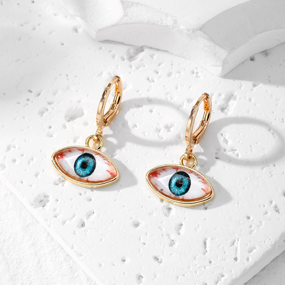 1 Pair Vintage Style Simple Style Eye Plating Alloy Glass Silver Plated Drop Earrings display picture 1