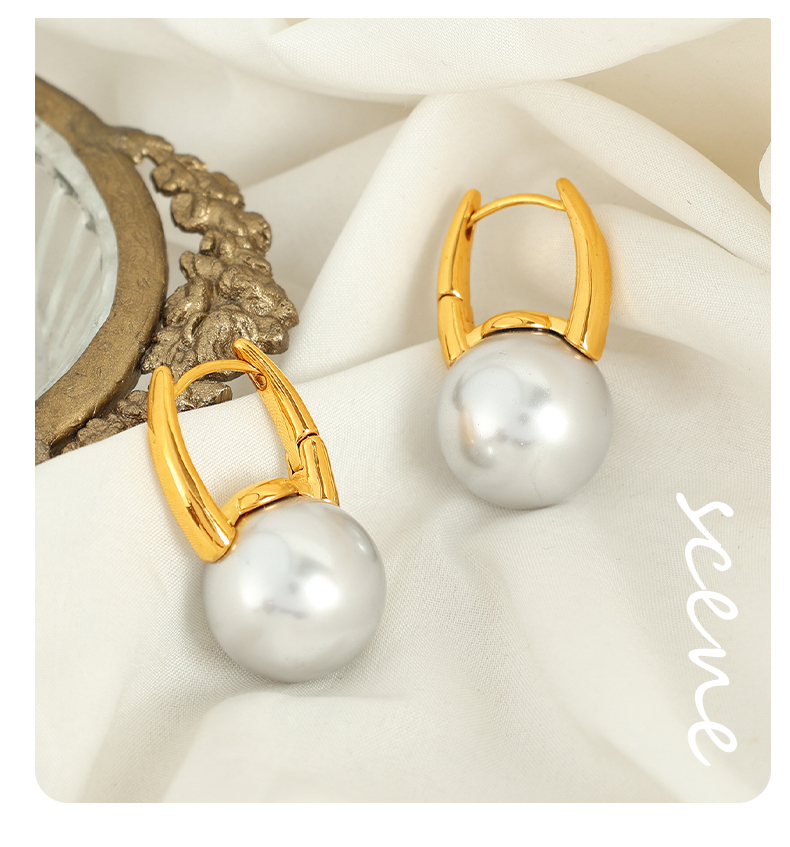 1 Pair Vintage Style Pearl Plating Inlay Titanium Steel Glass Bead 18K Gold Plated Drop Earrings display picture 6
