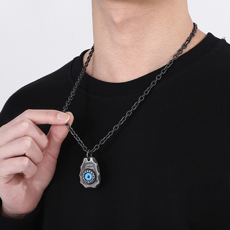 Basic Retro Devil's Eye Stainless Steel Inlay Natural Stone 18K Gold Plated Men's Pendant Necklace display picture 10