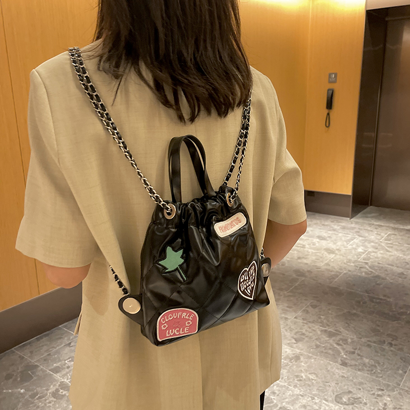 Women's Pu Leather Letter Heart Shape Cute Sewing Thread Chain Magnetic Buckle Fashion Backpack display picture 18