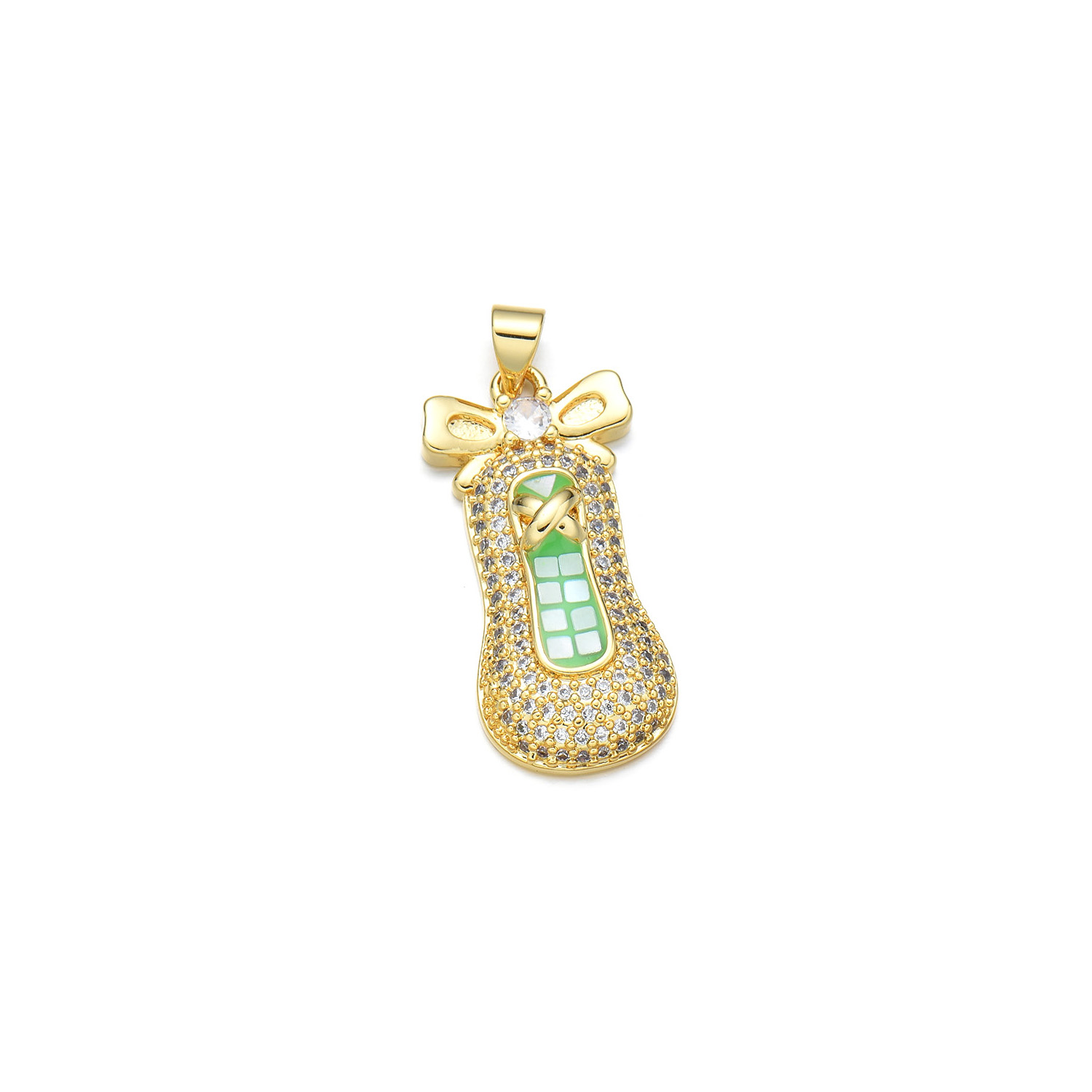 1 Piece 13*28mm Copper Shell Zircon 18K Gold Plated Shoe Polished Pendant display picture 4