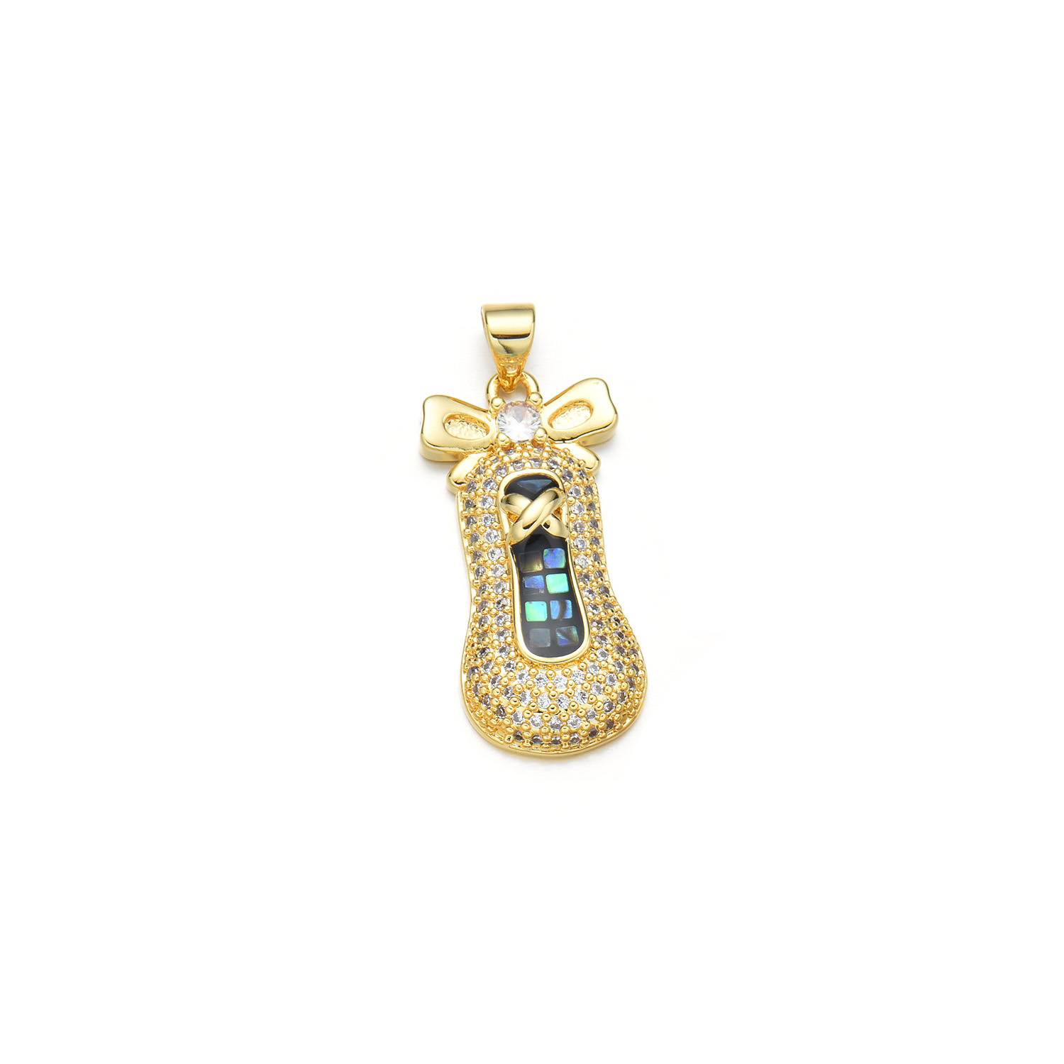 1 Piece 13*28mm Copper Shell Zircon 18K Gold Plated Shoe Polished Pendant display picture 5