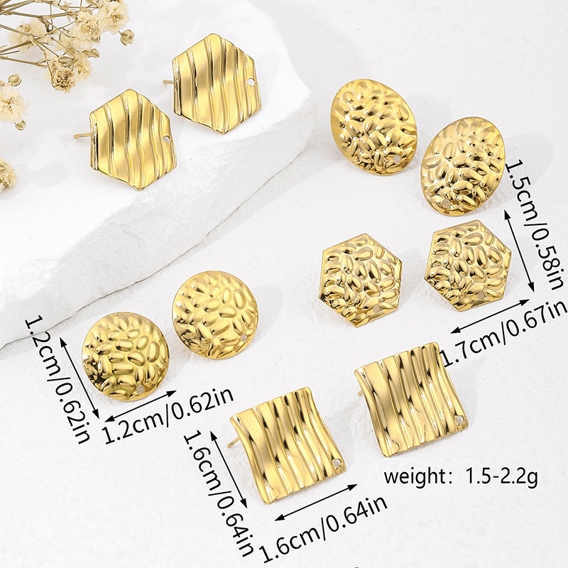 1 Pair Vacation Commute Geometric Round Asymmetrical Plating 304 Stainless Steel 18K Gold Plated Ear Studs display picture 2