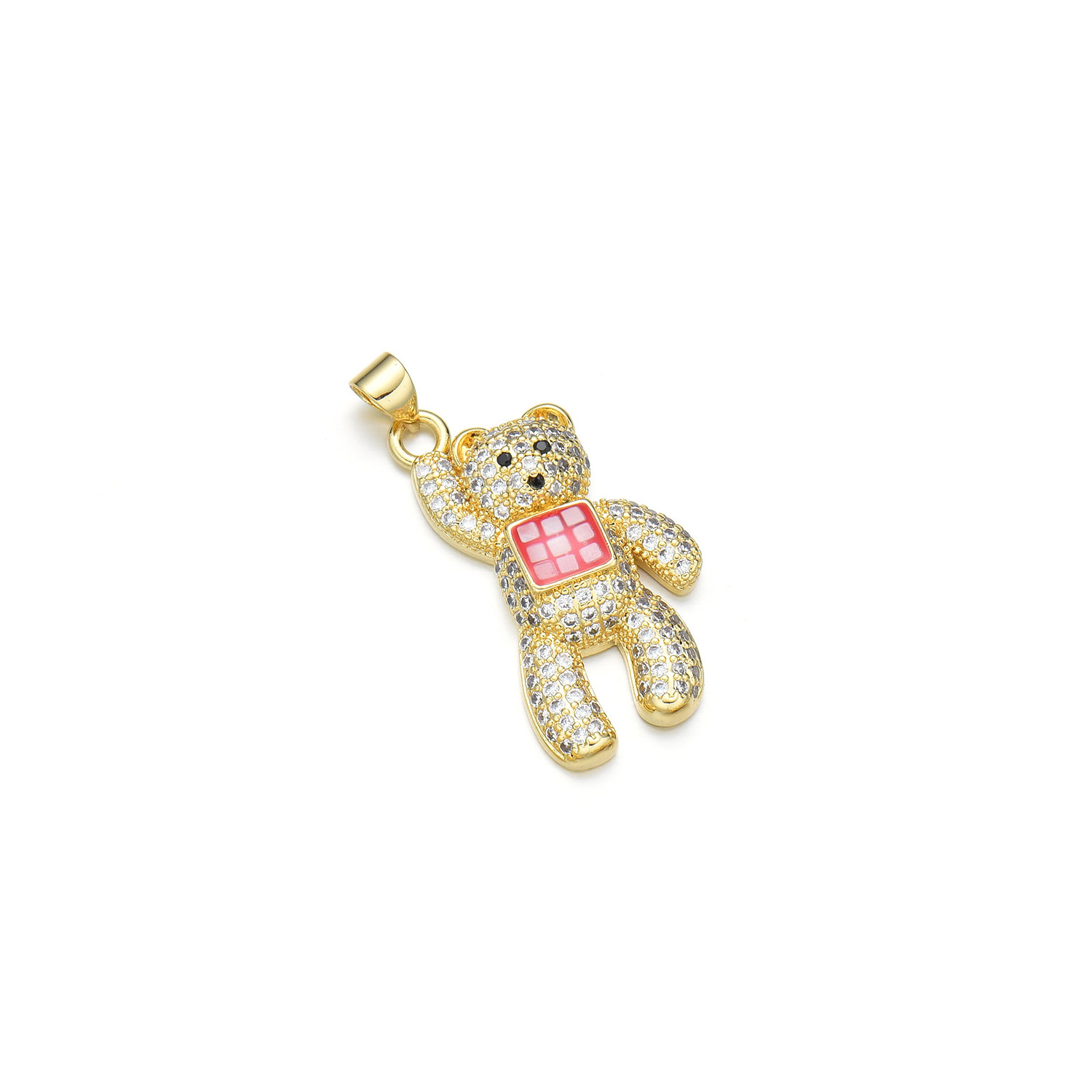 1 Piece 16*29mm Copper Shell Zircon 18K Gold Plated Bear Polished Pendant display picture 3