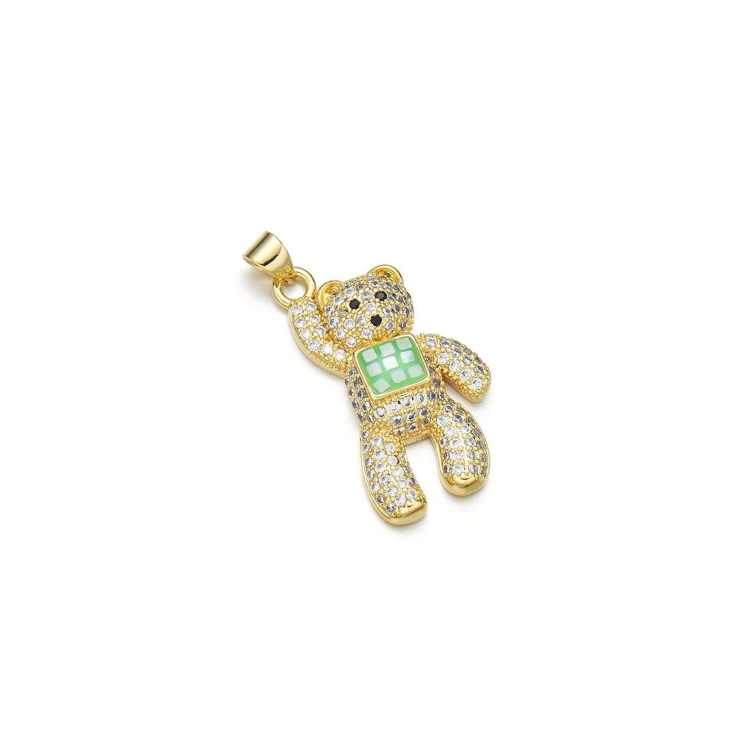 1 Piece 16*29mm Copper Shell Zircon 18K Gold Plated Bear Polished Pendant display picture 4