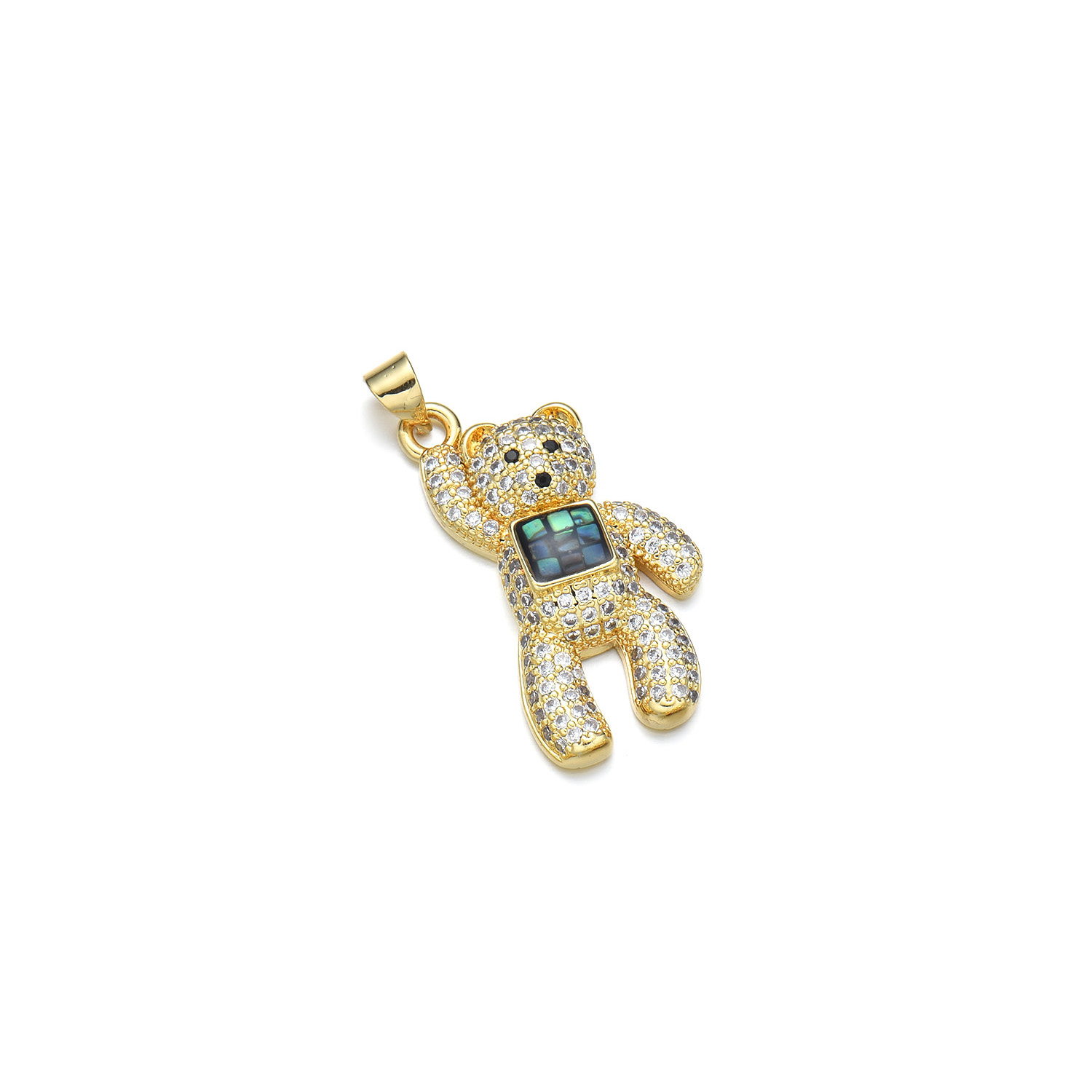 1 Piece 16*29mm Copper Shell Zircon 18K Gold Plated Bear Polished Pendant display picture 6