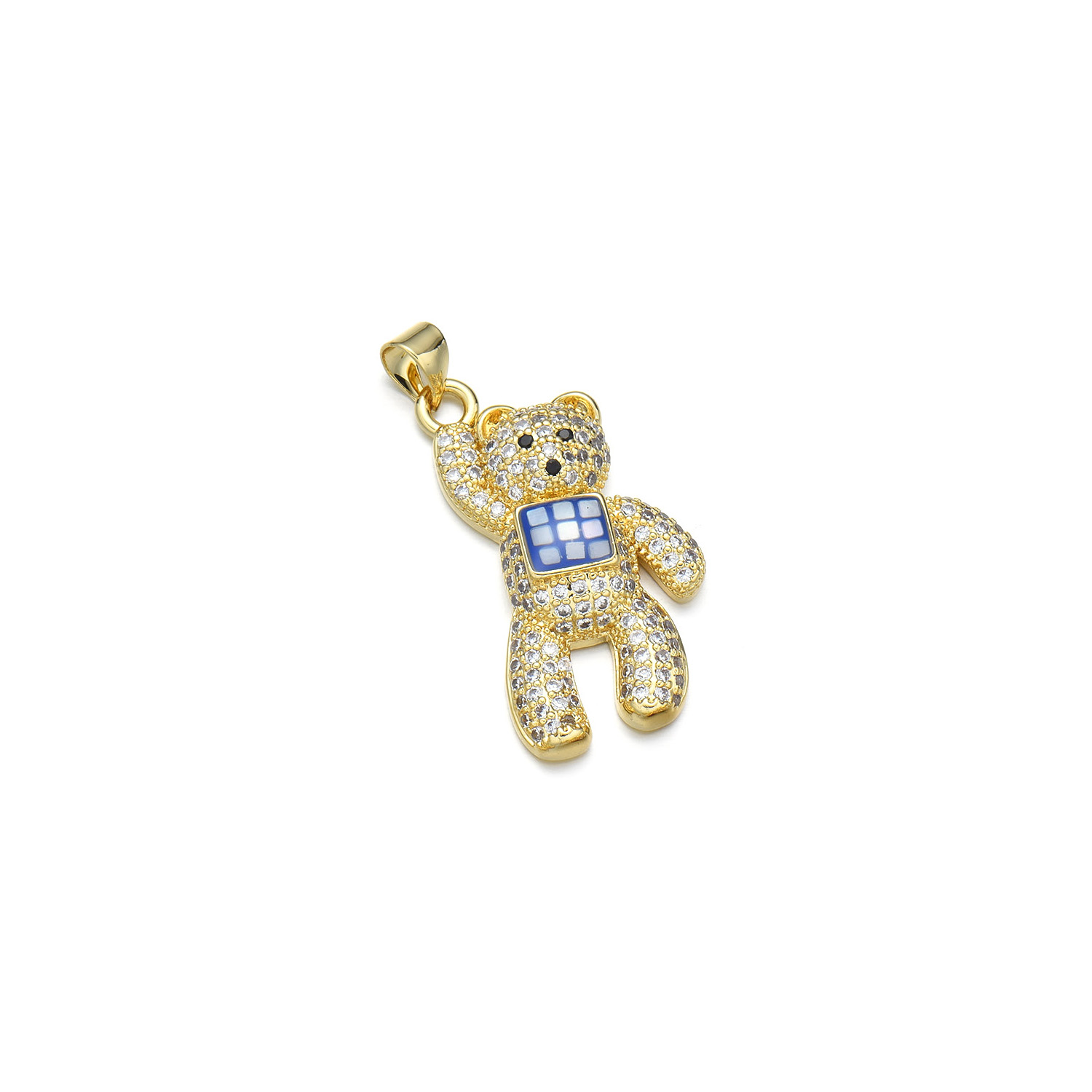 1 Piece 16*29mm Copper Shell Zircon 18K Gold Plated Bear Polished Pendant display picture 5