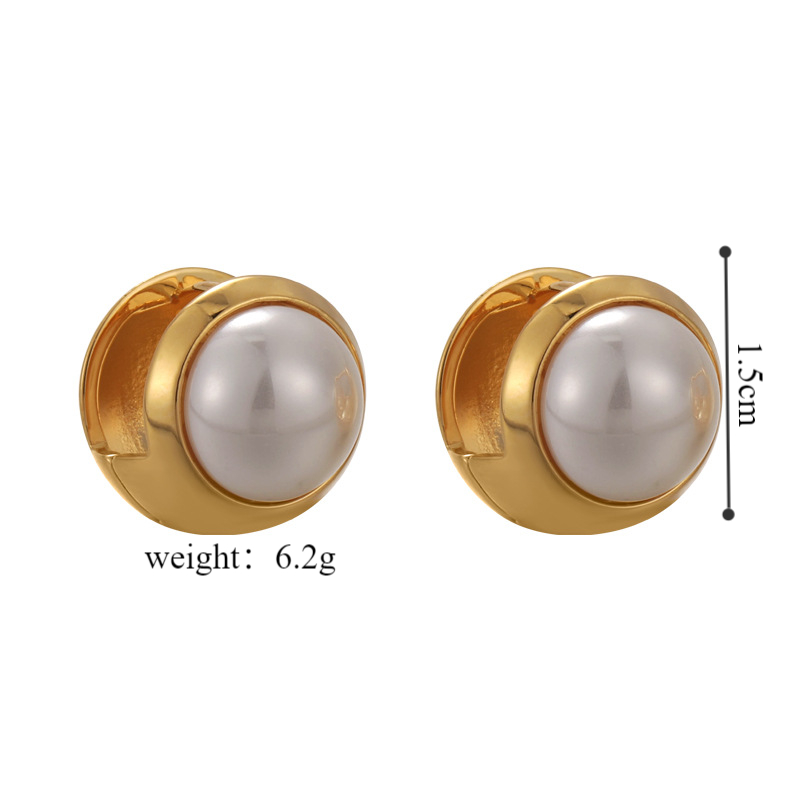 1 Paar Lässig Unternehmen Einfacher Stil Einfarbig Überzug Inlay Kupfer Künstliche Perlen Weißgold Plattiert Vergoldet Ohrclips display picture 1