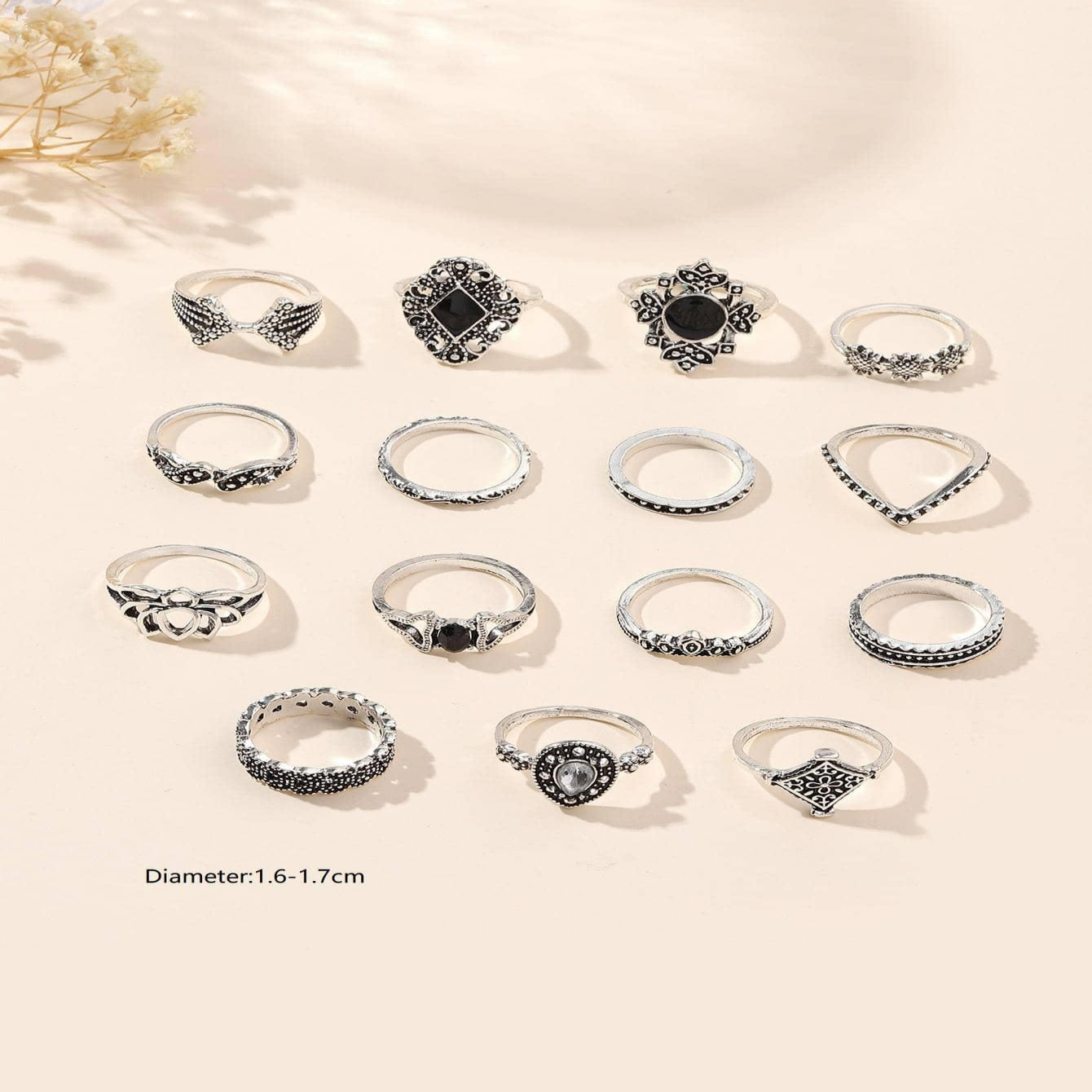 Vintage Style Vacation Water Droplets Crown Flower Silver Plated Rhinestones Alloy Wholesale Rings display picture 4