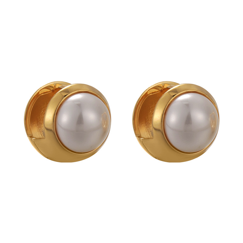 1 Pair Casual Business Simple Style Solid Color Plating Inlay Copper Artificial Pearls White Gold Plated Gold Plated Ear Cuffs display picture 12