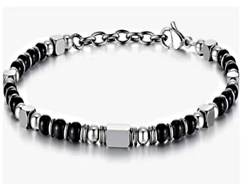 304 Stainless Steel Titanium Steel Vintage Style Simple Style Beaded Round Bracelets display picture 4