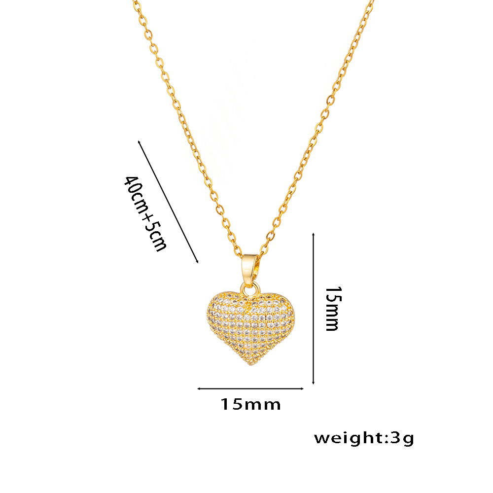 Titanium Steel 18K Gold Plated Sweet Inlay Solid Color Zircon Pendant Necklace display picture 4