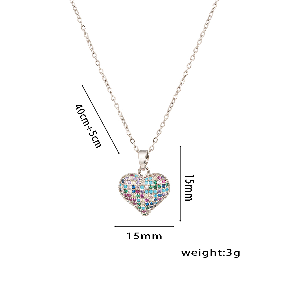 Titanium Steel 18K Gold Plated Sweet Inlay Solid Color Zircon Pendant Necklace display picture 5