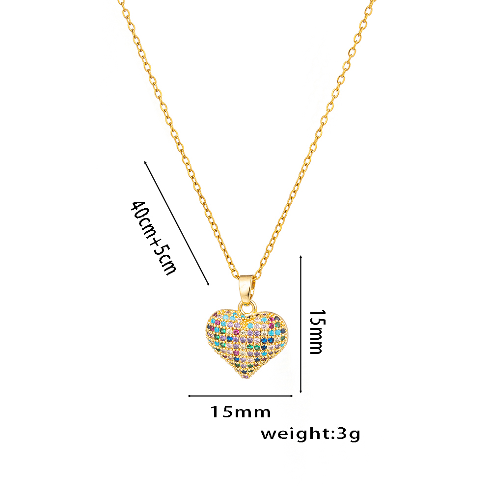 Titanium Steel 18K Gold Plated Sweet Inlay Solid Color Zircon Pendant Necklace display picture 6