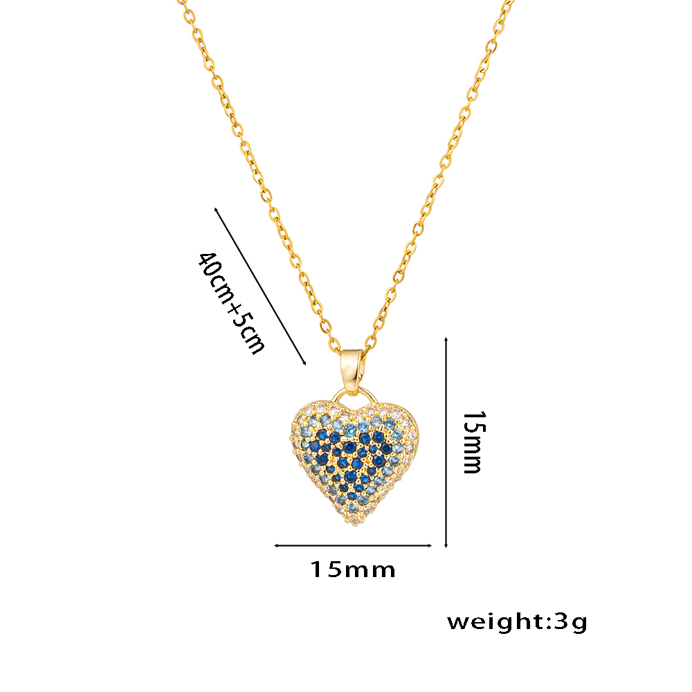 Titanium Steel 18K Gold Plated Sweet Inlay Solid Color Zircon Pendant Necklace display picture 2