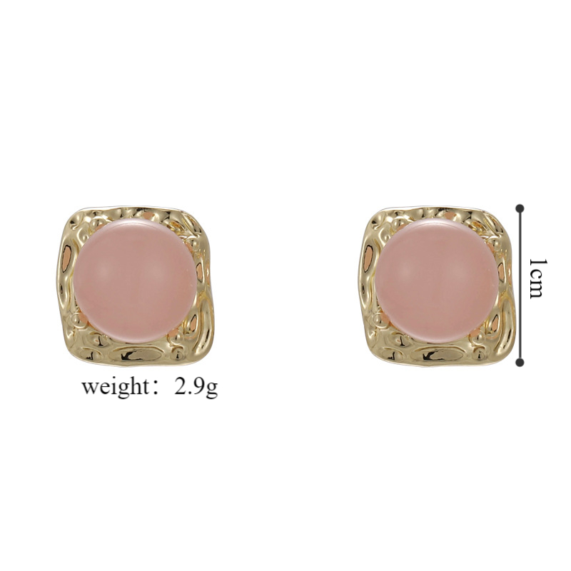 1 Pair Modern Style Simple Style Solid Color Inlay Alloy Pearl Ear Studs display picture 1