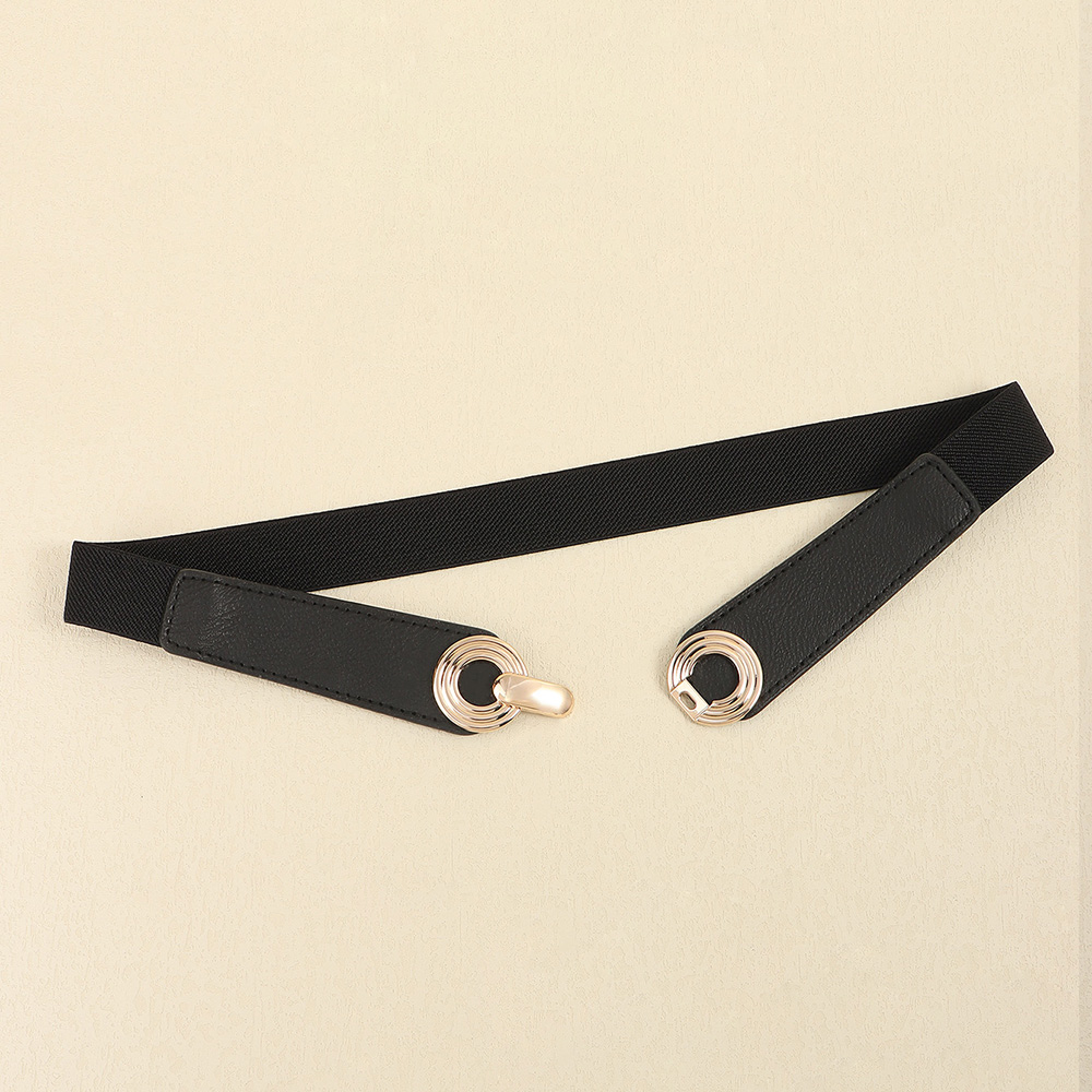 Casual Business Simple Style Solid Color Pu Leather Zinc Alloy Metal Button Women's Leather Belts display picture 3