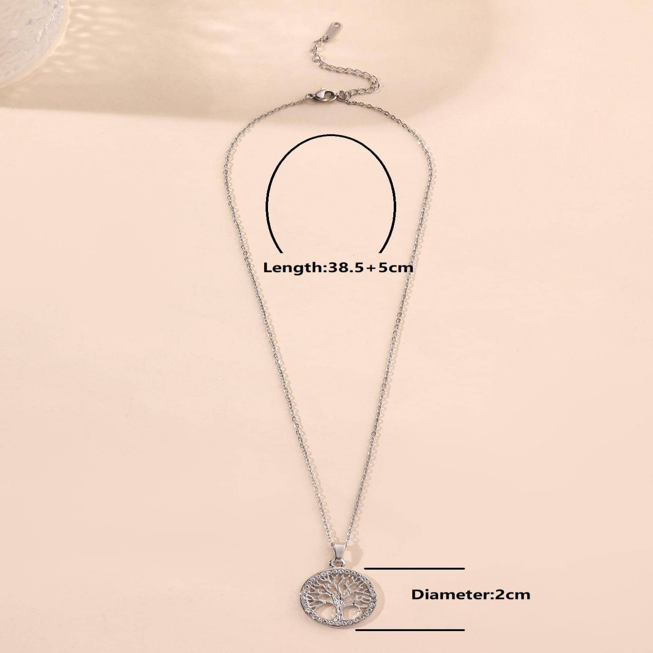 Simple Style Round Tree Alloy Hollow Out Inlay Zircon Silver Plated Women's Pendant Necklace display picture 6