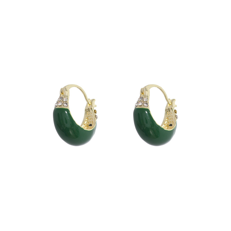 1 Pair Elegant Glam U Shape Enamel Inlay Alloy Zircon Earrings display picture 5