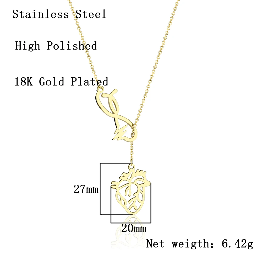 304 Stainless Steel 18K Gold Plated IG Style Classic Style Commute Plating Animal Heart Shape Feather Pendant Necklace display picture 39