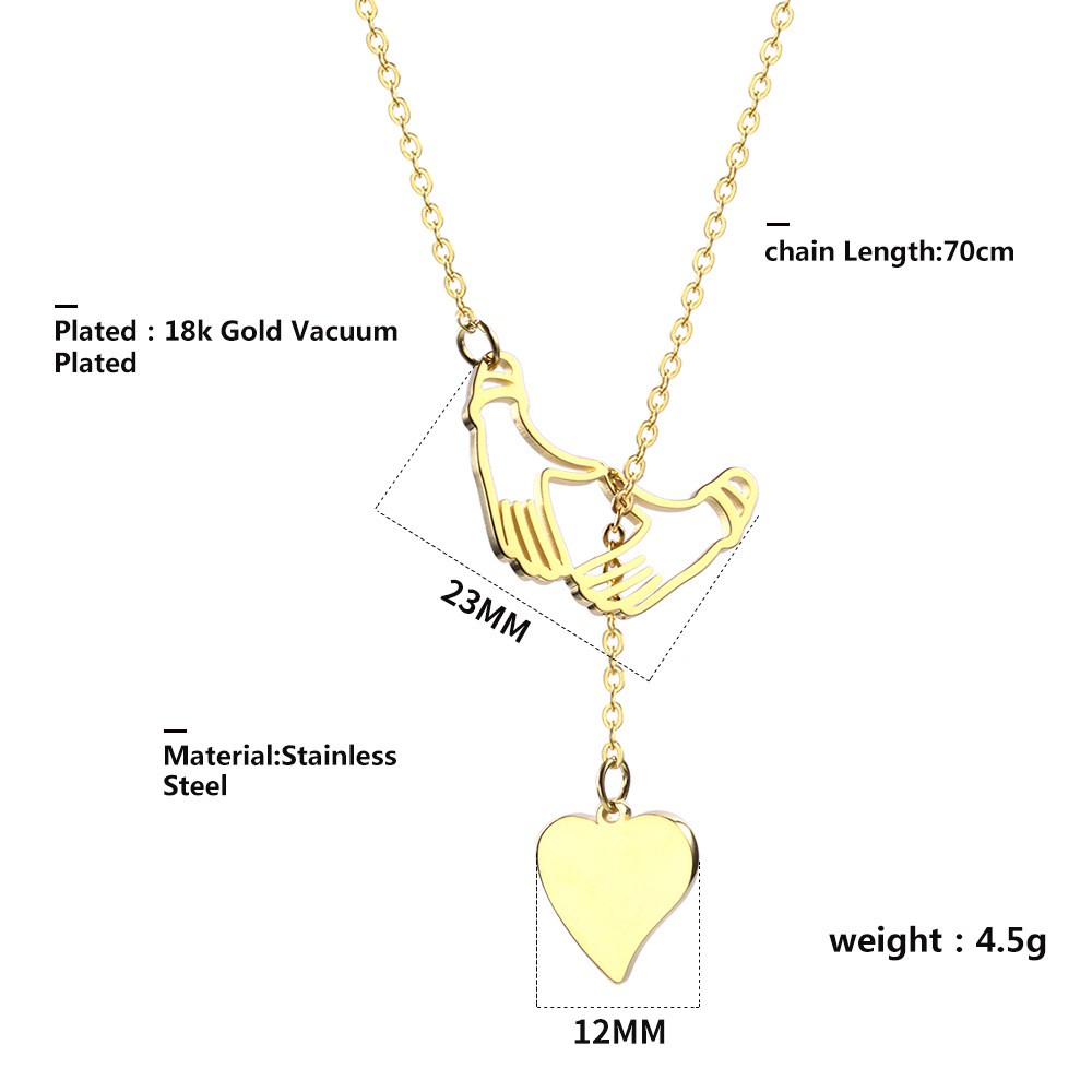 304 Stainless Steel 18K Gold Plated IG Style Classic Style Commute Plating Animal Heart Shape Feather Pendant Necklace display picture 33