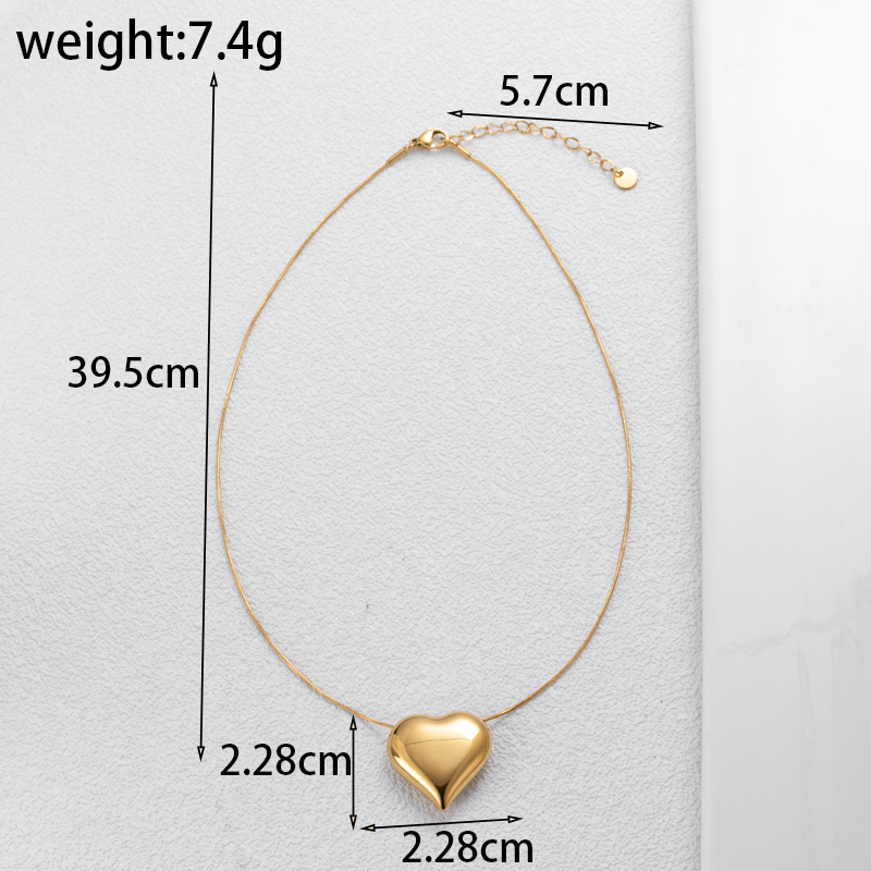 304 Stainless Steel 18K Gold Plated French Style Simple Style Classic Style Heart Shape Earrings Necklace display picture 5