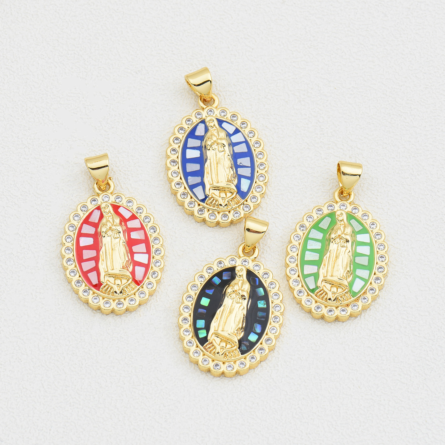 1 Piece 17*24mm Copper Shell Zircon 18K Gold Plated Virgin Mary Polished Pendant display picture 2