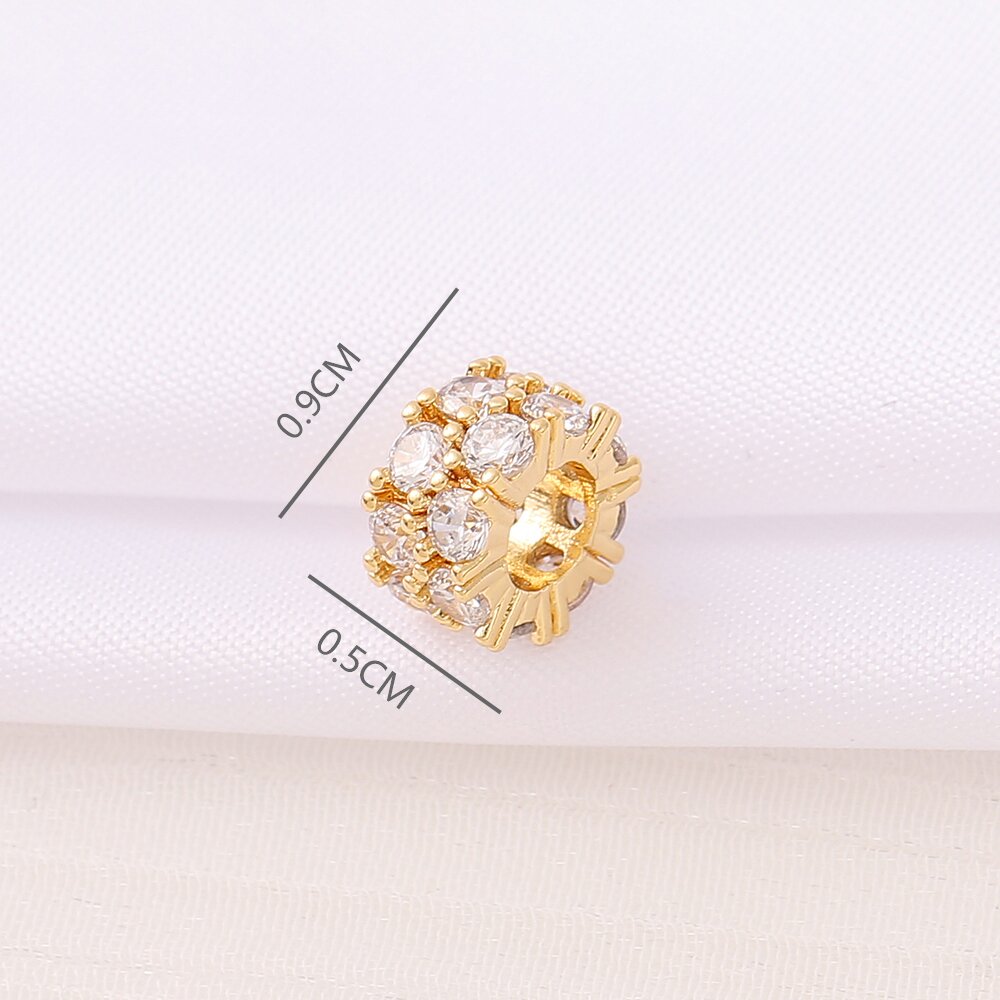 1 Piece Diameter 5mm Hole 4~4.9mm Copper Zircon 18K Gold Plated Solid Color Beads display picture 2