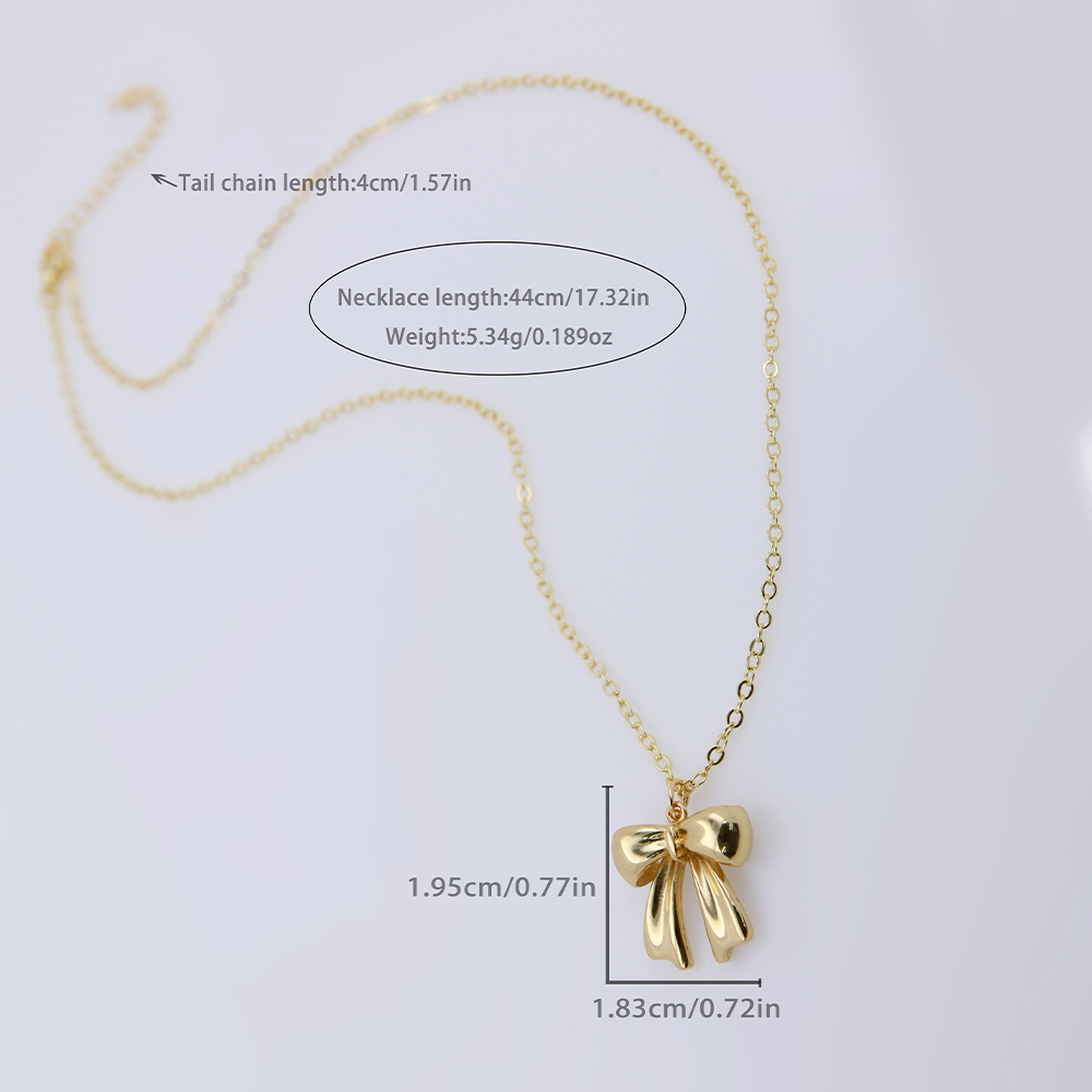 Copper 18K Gold Plated White Gold Plated Cute Solid Color Plating Bow Knot Pendant Necklace display picture 3