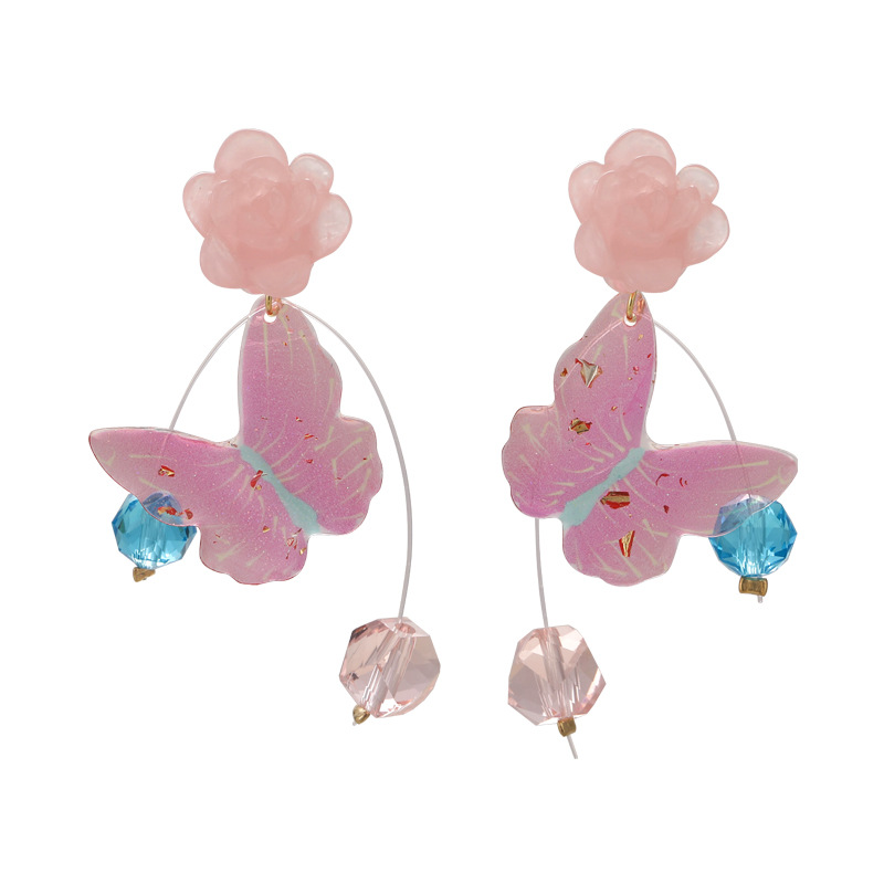 1 Pair Cartoon Style Simple Style Color Block Plating Resin Gold Plated Drop Earrings display picture 9