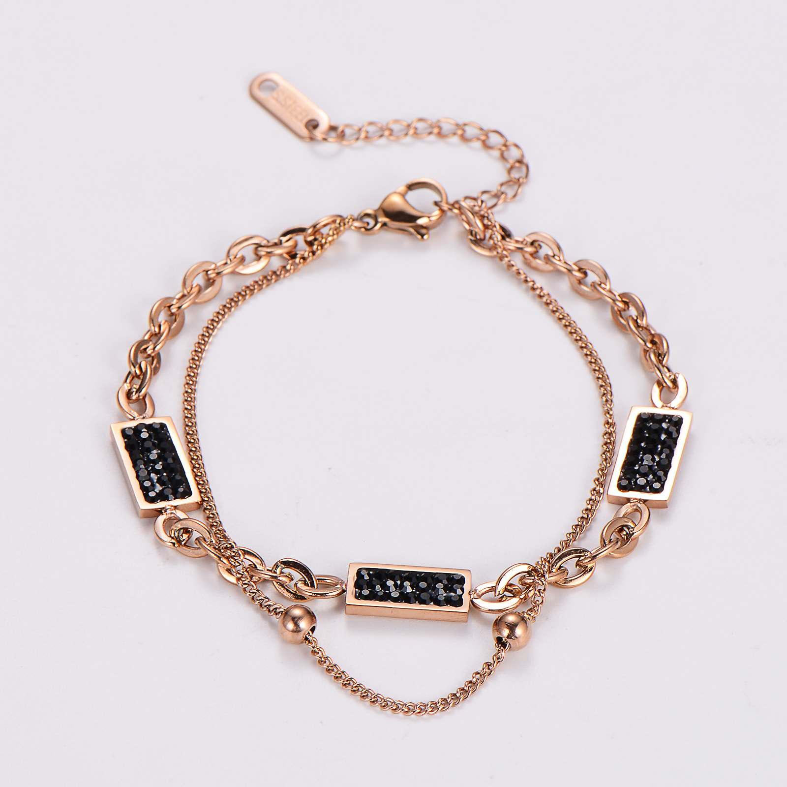 Simple Style Classic Style Solid Color 304 Stainless Steel 18K Gold Plated Rose Gold Plated Artificial Rhinestones Bracelets In Bulk display picture 5