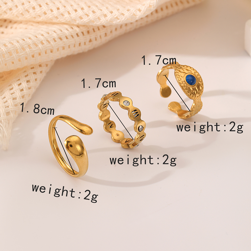304 Stainless Steel 18K Gold Plated Simple Style Classic Style Plating Letter Life Tree Open Rings display picture 5