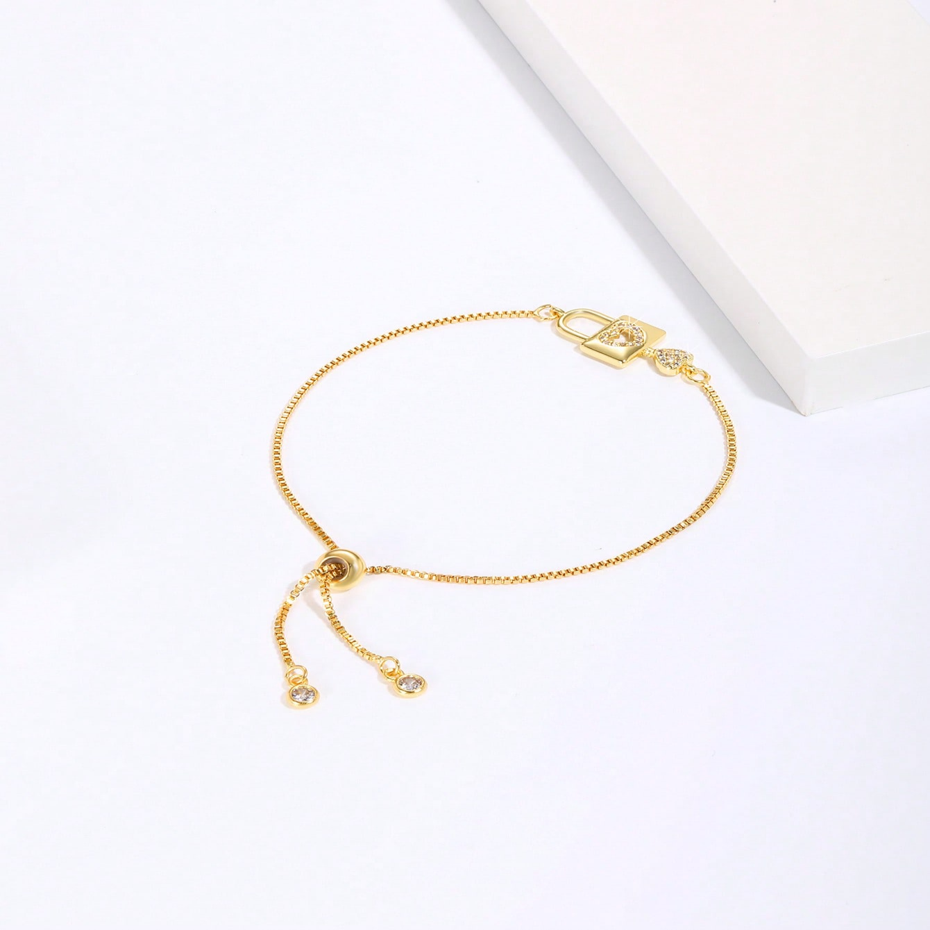 Copper 18K Gold Plated Elegant Vacation Inlay Heart Shape Bow Knot Lock Zircon Bracelets display picture 5