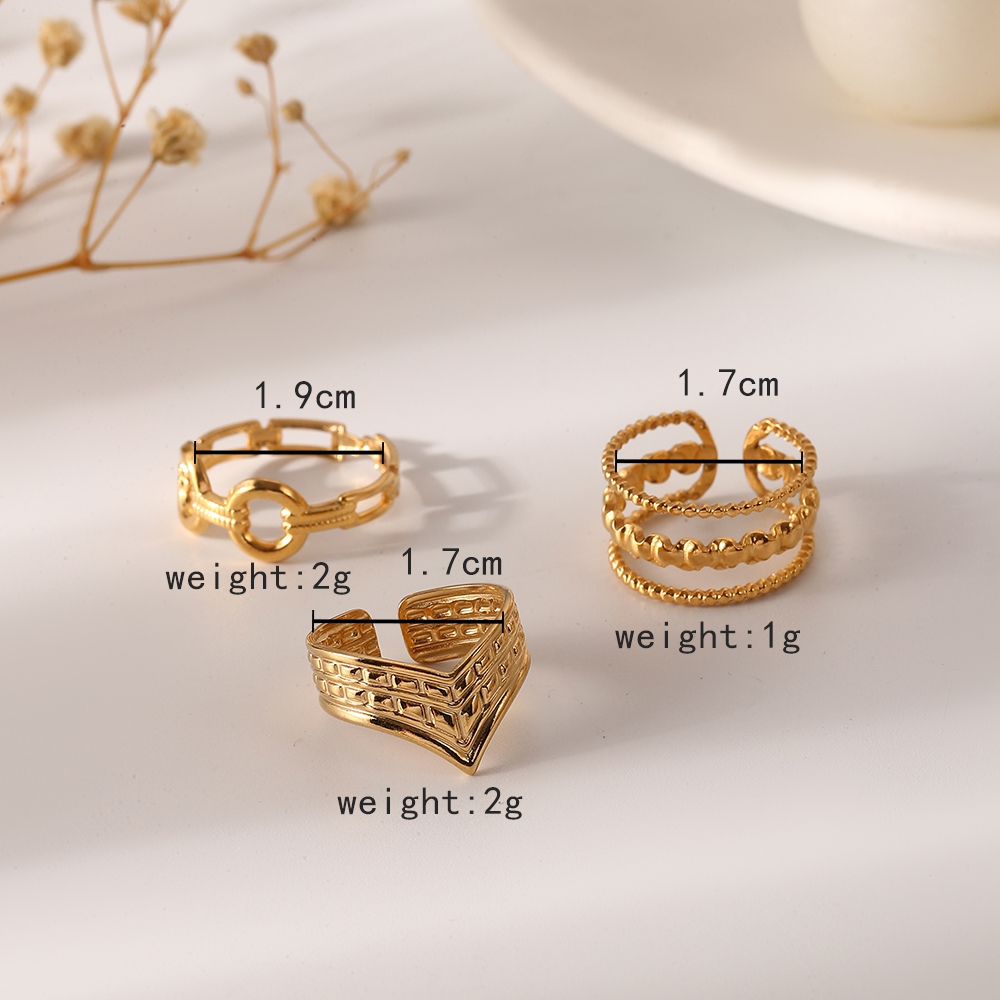 304 Stainless Steel 18K Gold Plated Simple Style Classic Style Plating Letter Life Tree Open Rings display picture 20