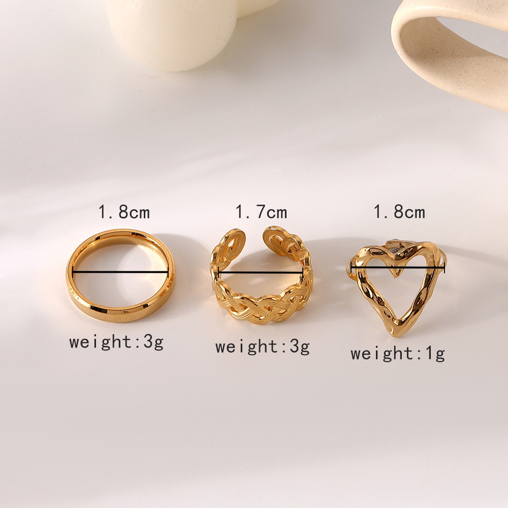 304 Stainless Steel 18K Gold Plated Simple Style Classic Style Plating Letter Life Tree Open Rings display picture 28
