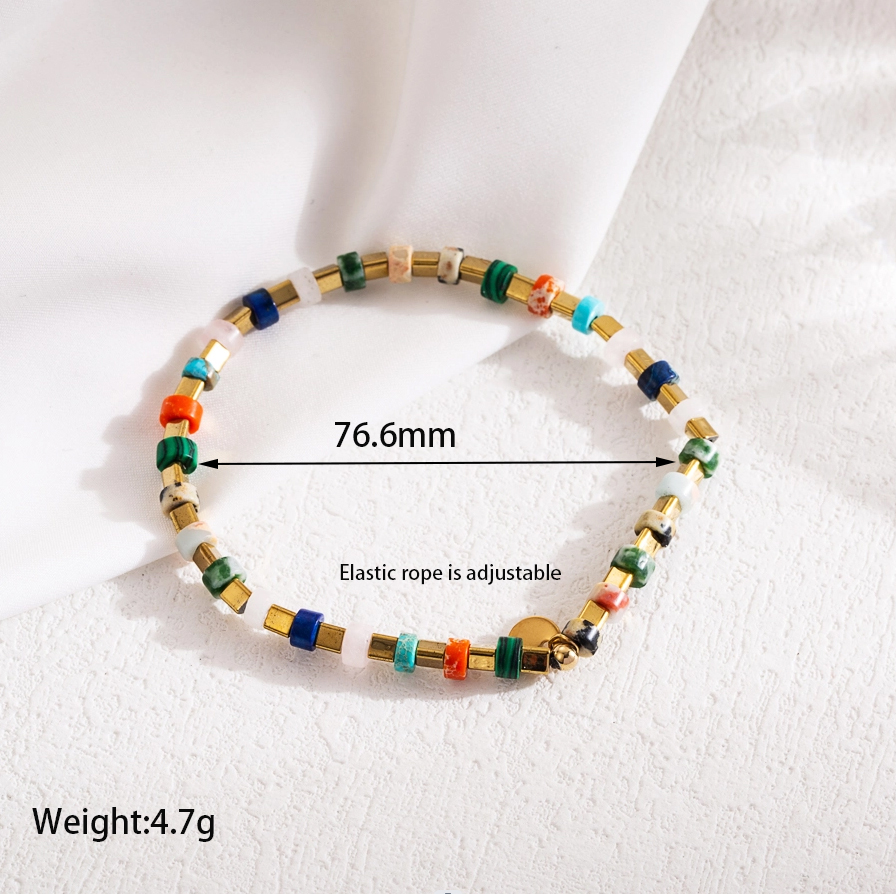 Stainless Steel Natural Stone 18K Gold Plated Modern Style Sweet Geometric Beaded Bracelets display picture 1
