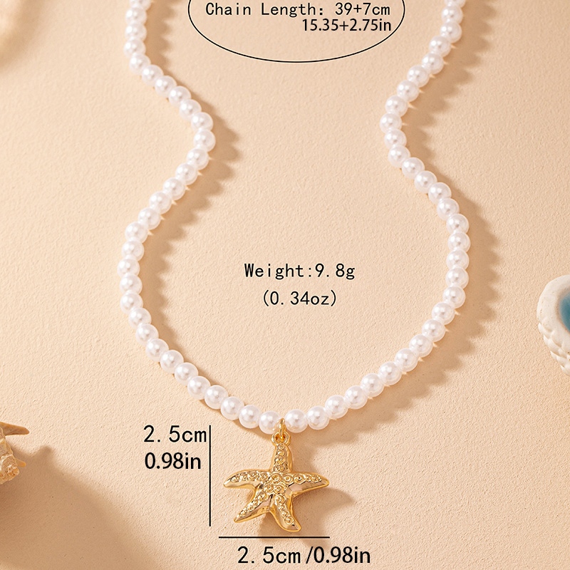 Feenhafter Stil Seestern Künstliche Perle Frau Halskette Mit Anhänger display picture 4