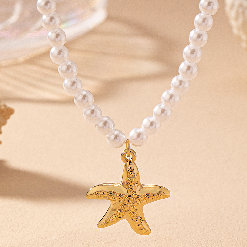 Fairy Style Starfish Artificial Pearl Women's Pendant Necklace display picture 3