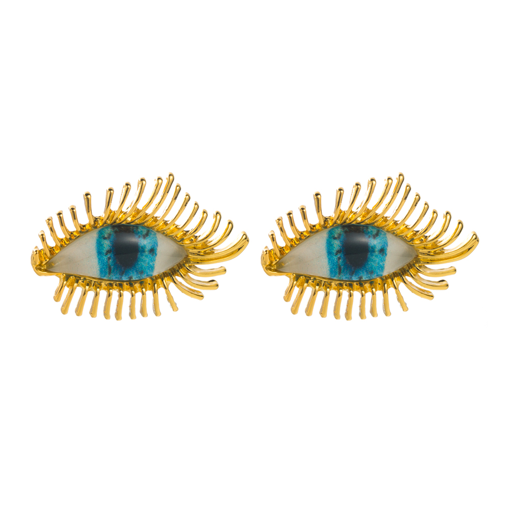 1 Paar Elegant Luxuriös Auge Überzug Inlay Zinklegierung Harz Perle Vergoldet Ohrstecker display picture 8