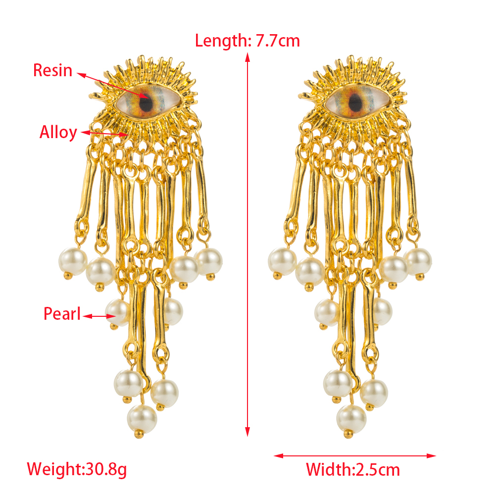 1 Pair Elegant Luxurious Eye Plating Inlay Zinc Alloy Resin Pearl Gold Plated Ear Studs display picture 1