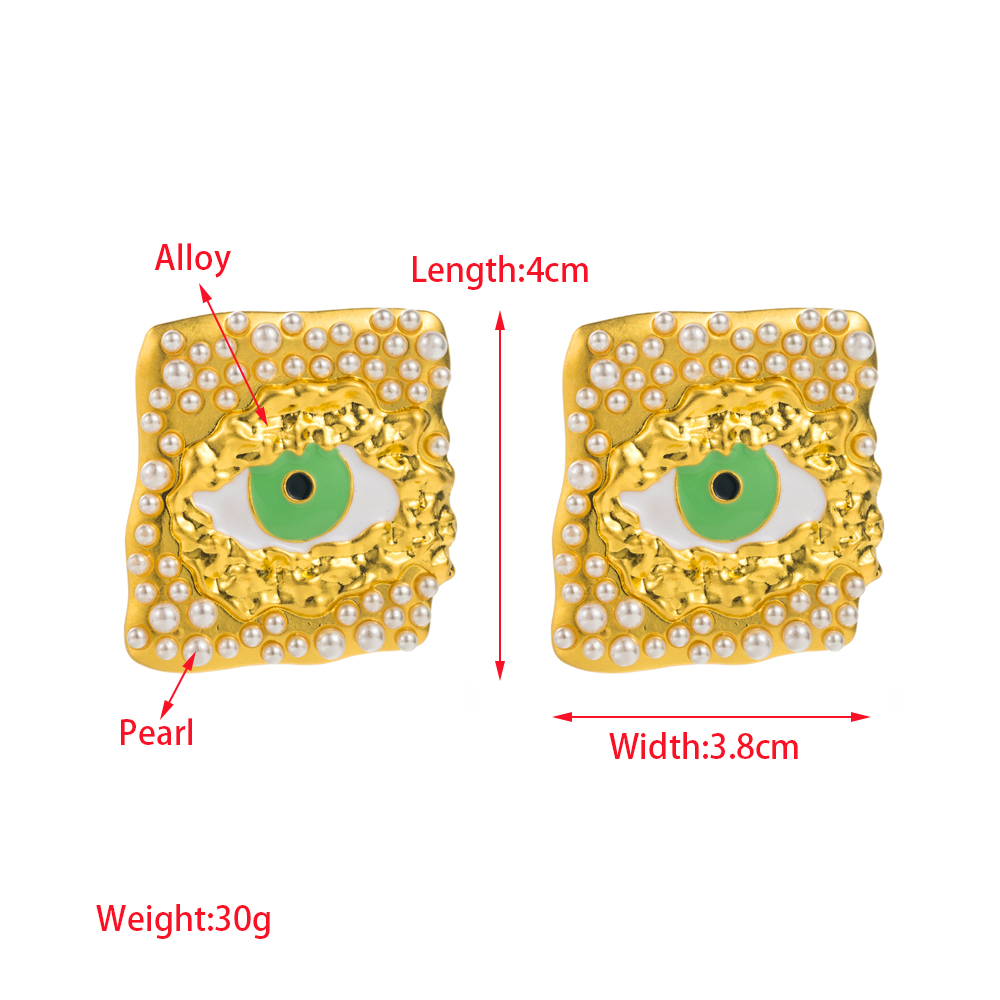 1 Paar Elegant Luxuriös Auge Überzug Inlay Zinklegierung Harz Perle Vergoldet Ohrstecker display picture 3