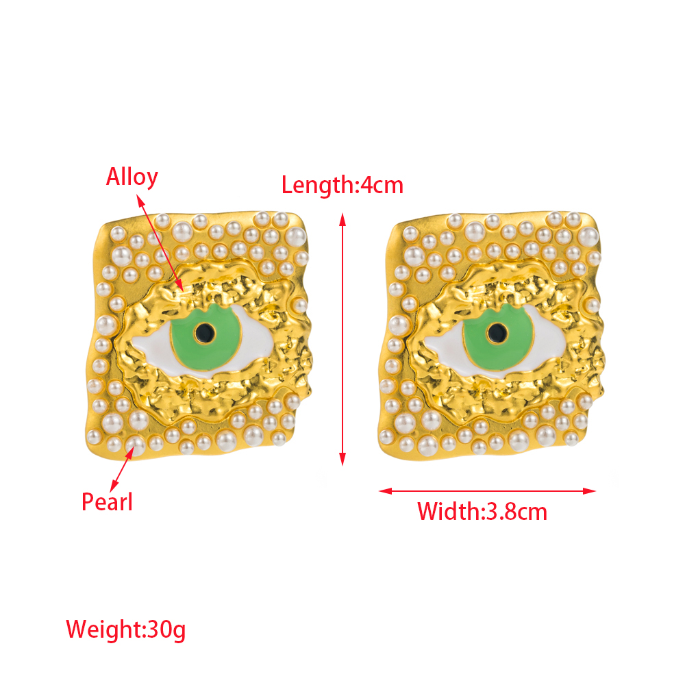 1 Pair Elegant Luxurious Eye Plating Inlay Zinc Alloy Resin Pearl Gold Plated Ear Studs display picture 3